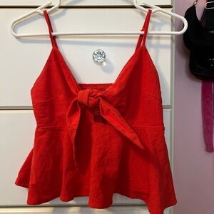 SHEIN Red Spaghetti Strap Bow Top
